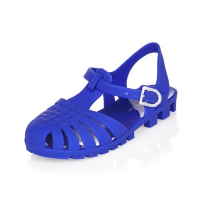 Mini boys blue flat jelly sandals